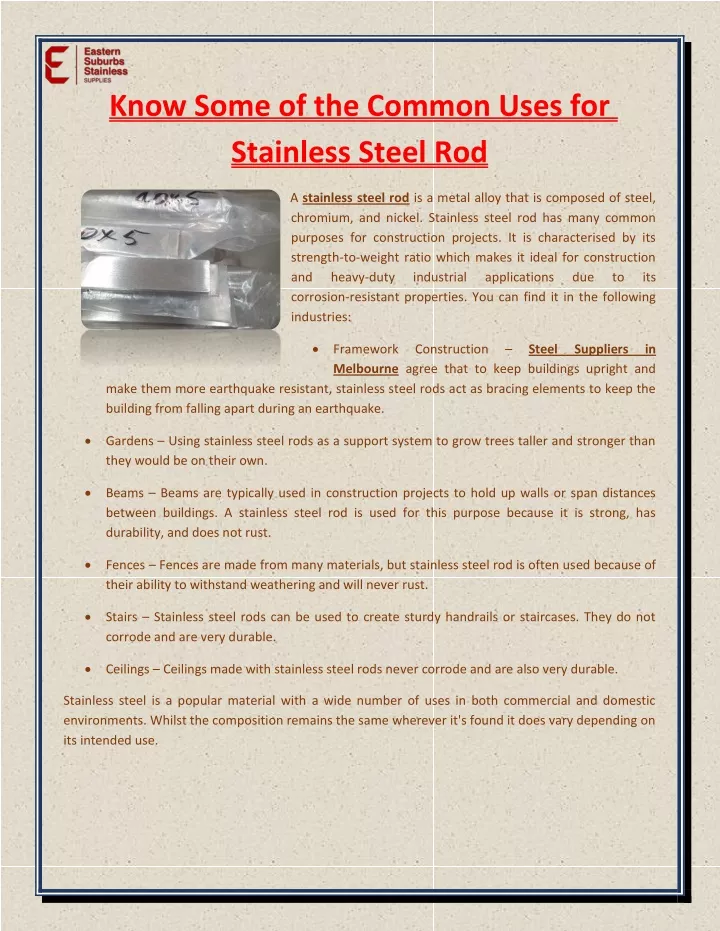 know some of the common uses for stainless steel