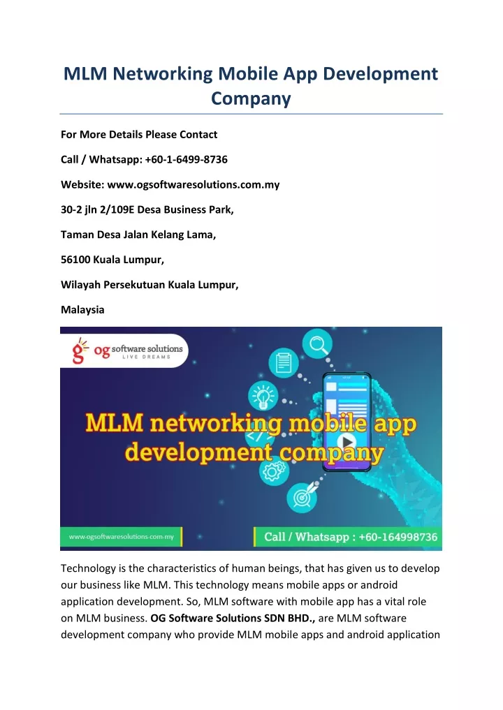 mlm networking mobile app development company