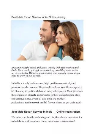 Best Male Escort Service India-Join Now