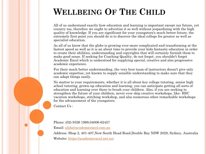 wellbeing of the child