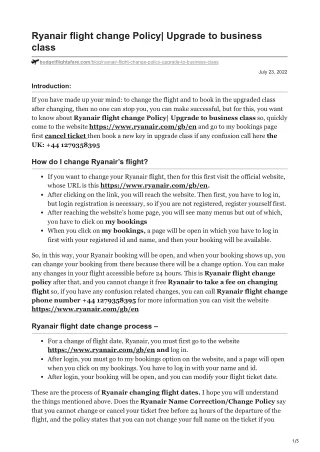 ryanair flight change policy upgrade to business