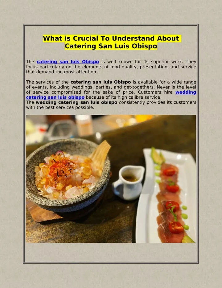 what is crucial to understand about catering