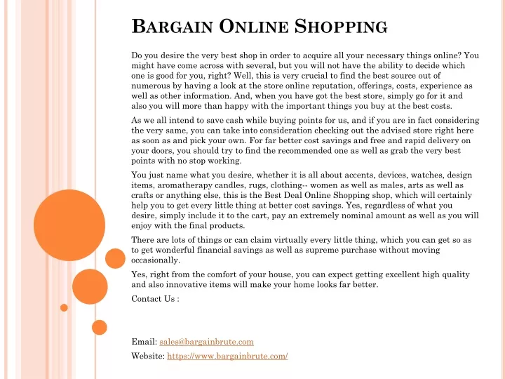bargain online shopping