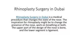 Rhinoplasty Surgery in Dubai