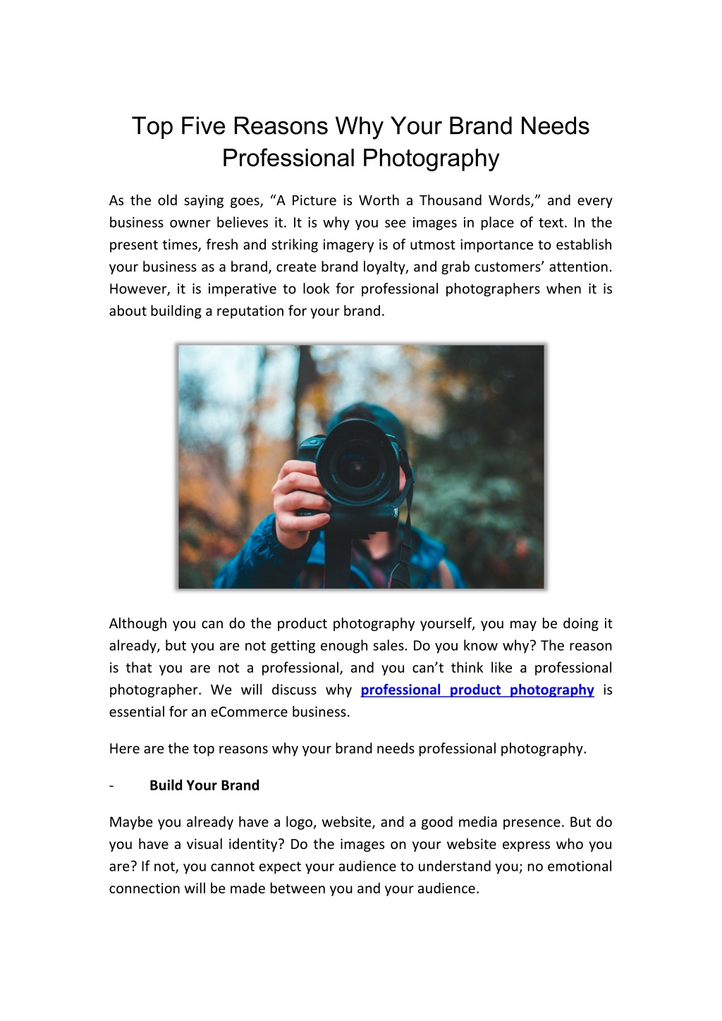 PPT - Top Five Reasons Why Your Brand Needs Professional Photography ...