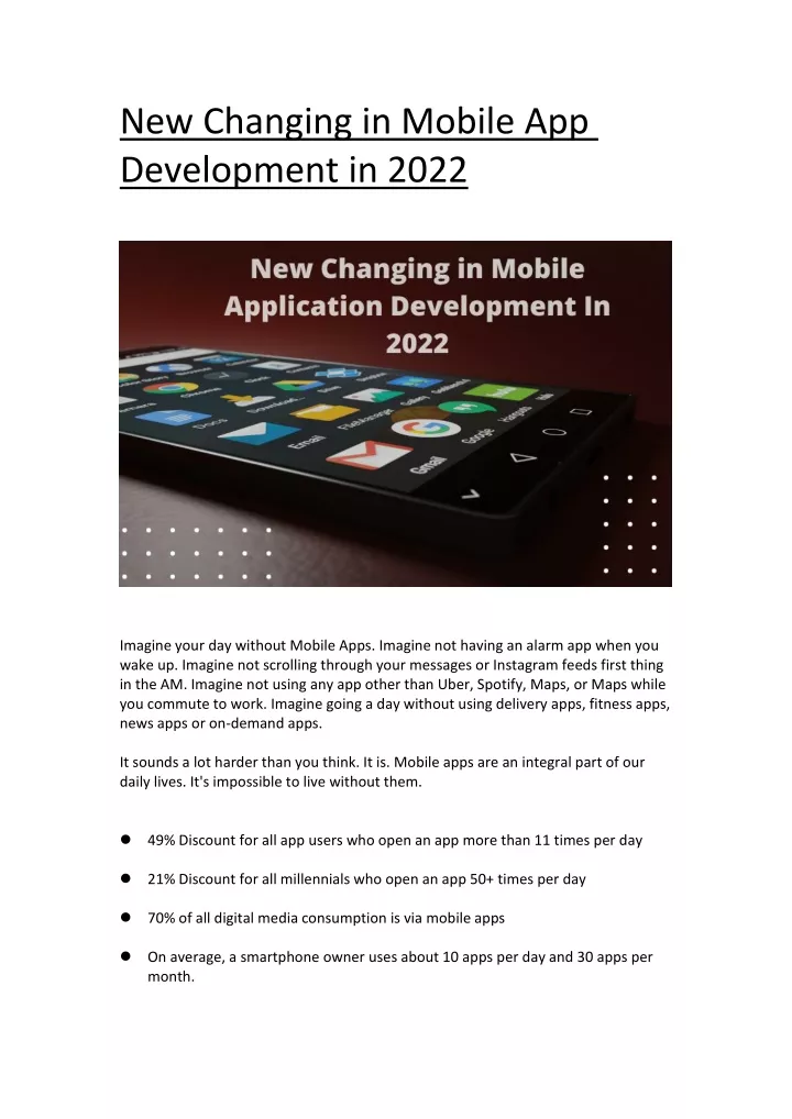 new changing in mobile app development in 2022