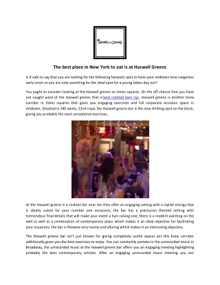 Best Cocktail Bars NYC - Haswell Green's