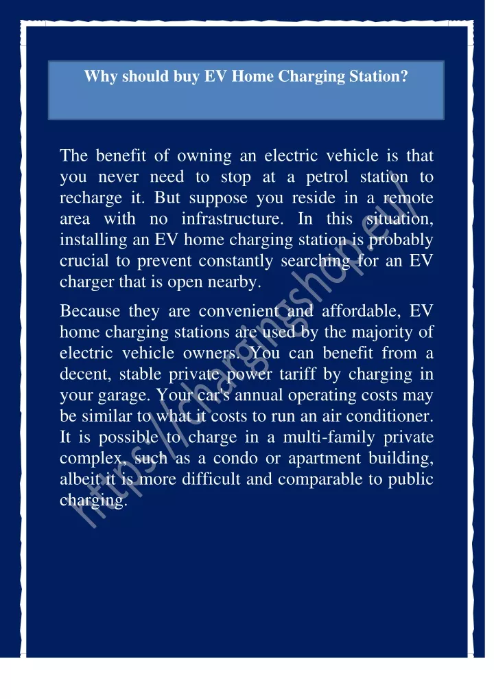 why should buy ev home charging station