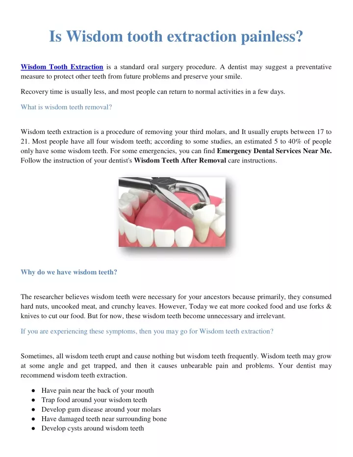 is wisdom tooth extraction painless