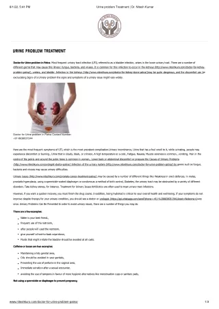 Urine problem Treatment _ Dr. Nitesh Kumar