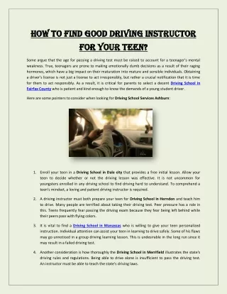 how to find good driving instructor how to find