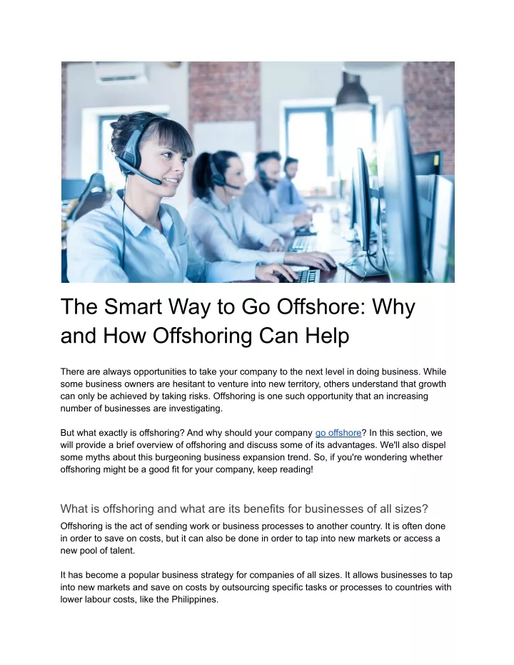 the smart way to go offshore