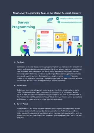 New Survey Programming Tools in the Market Research Industry