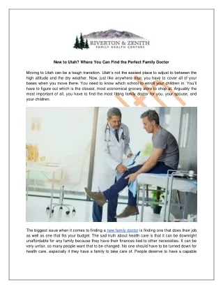New to Utah Where You Can Find the Perfect Family Doctor