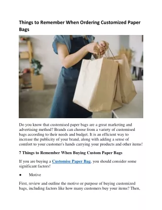 Things to Remember When Ordering Customized Paper Bags