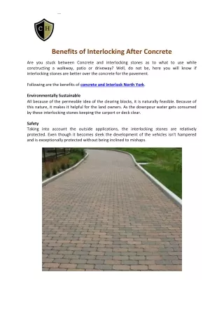 Benefits of Interlocking After Concrete