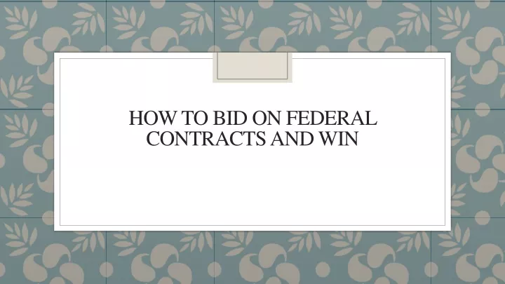 how to bid on federal contracts and win
