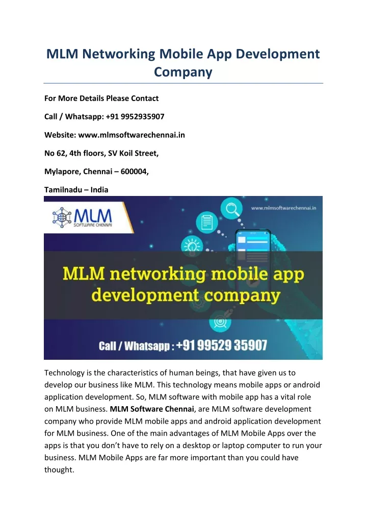 mlm networking mobile app development company