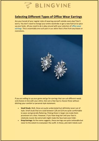 selecting different types of office wear earrings