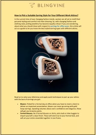 how to pick a suitable earring style for your