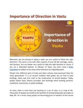 Importance of direction in Vastu