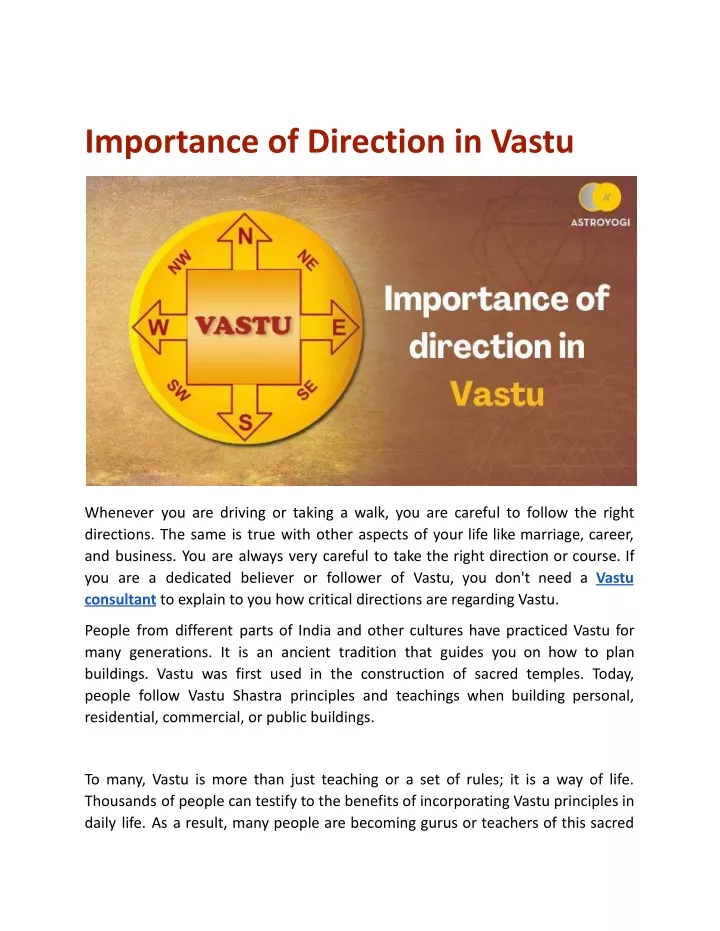 importance of direction in vastu