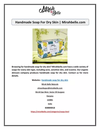 Handmade Soap For Dry Skin | Mirahbelle.com
