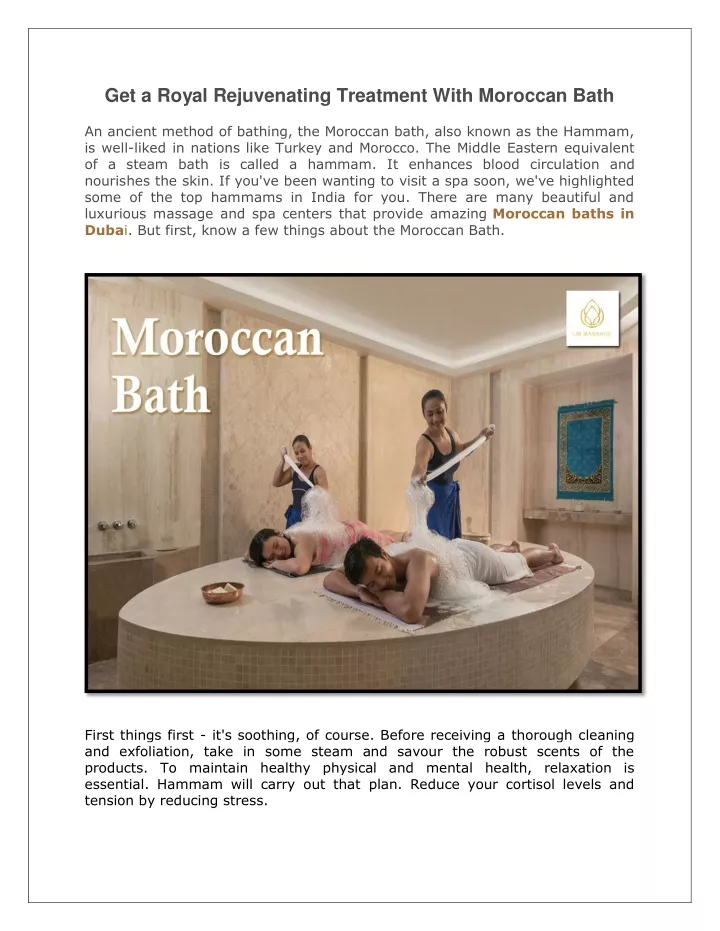 get a royal rejuvenating treatment with moroccan