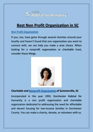 Best Non Profit Organization in SC