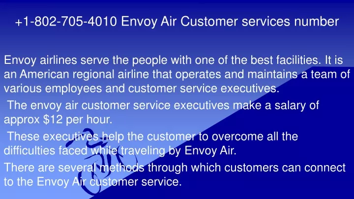 1 802 705 4010 envoy air customer services number