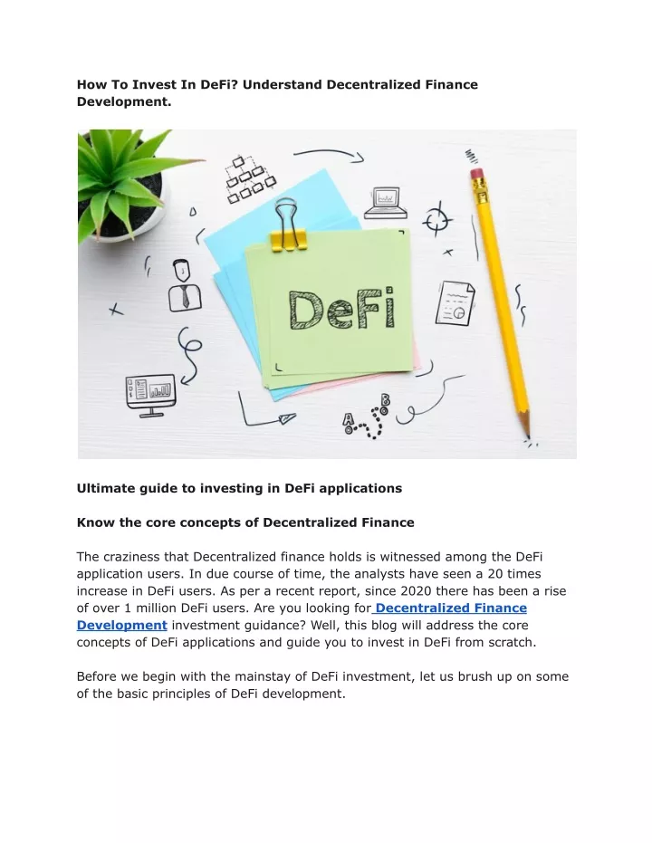 how to invest in defi understand decentralized