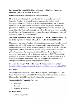 proteomics market to 2031 players include