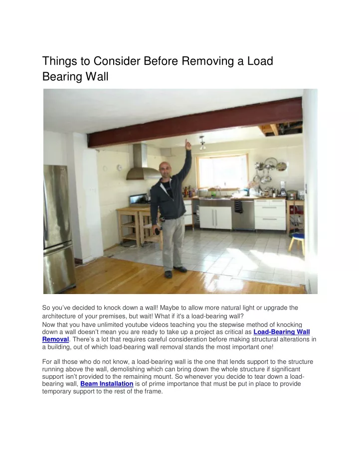 things to consider before removing a load bearing