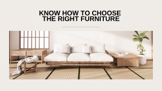 Know How to Choose The Right Furniture