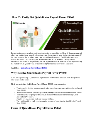 How To Easily Get QuickBooks Payroll Error PS060( 2-08-2022) 3983939,