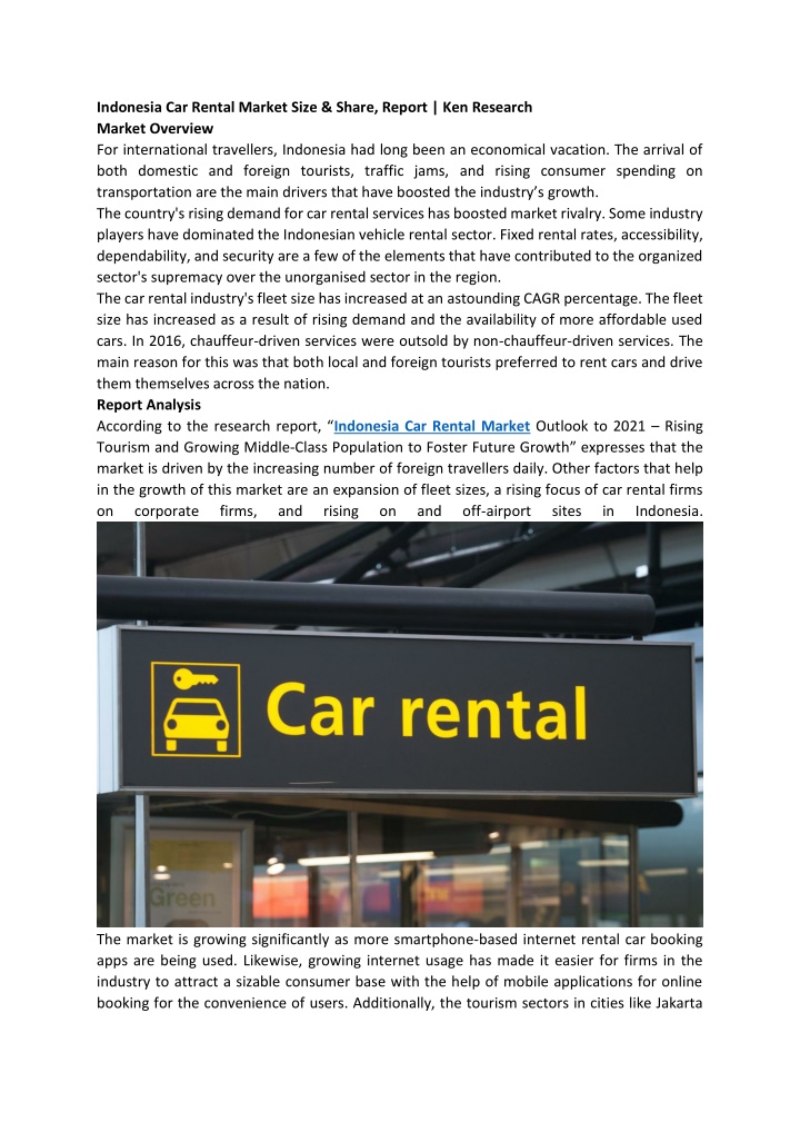indonesia car rental market size share report