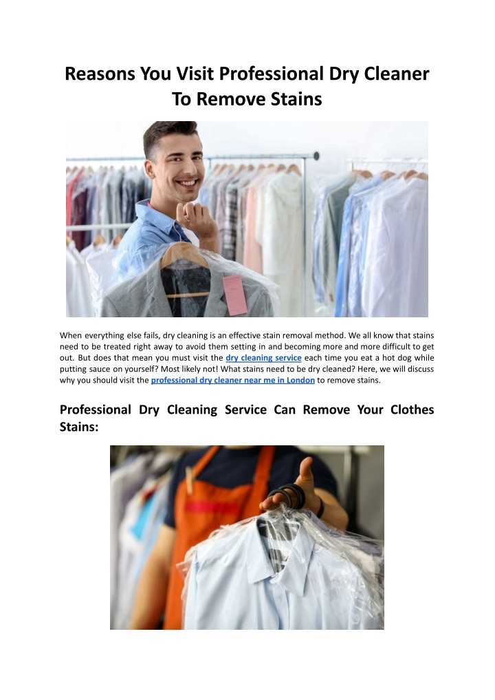 reasons you visit professional dry cleaner