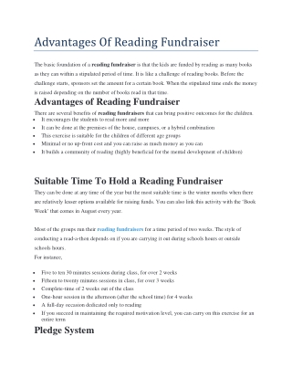 Advantages Of Reading Fundraiser