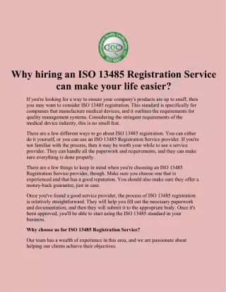 ISO 13485 Registration Service | International Quality Certification LLC