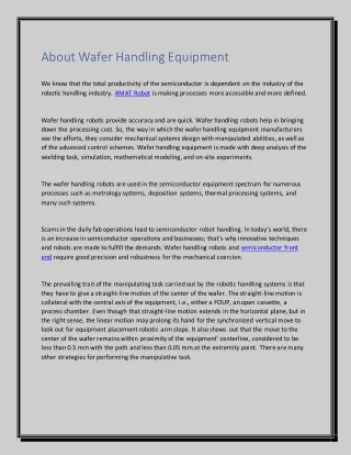 about wafer handling equipment