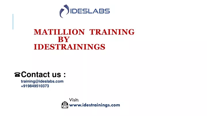 matillion training by idestrainings