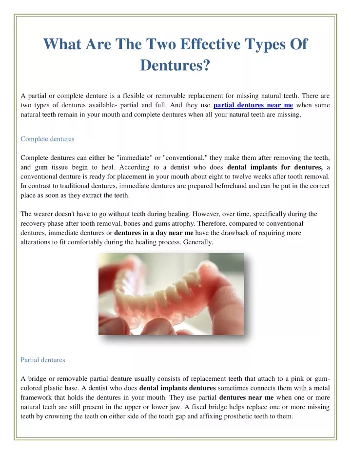 what are the two effective types of dentures