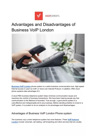 Advantages and Disadvantages of Business VoIP London
