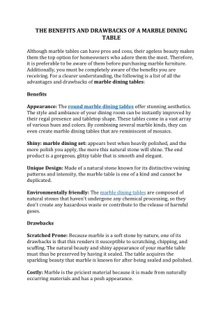 the benefits and drawbacks of a marble dining