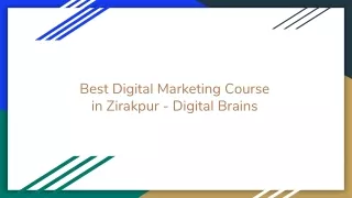 Best Digital Marketing Course in Zirakpur - Digital Brains
