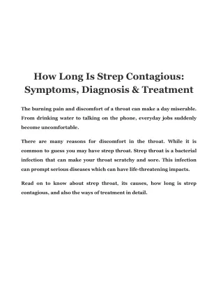 How Long Is Strep Contagious Symptoms, Diagnosis & Treatment