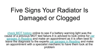 five signs your radiator is damaged or clogged