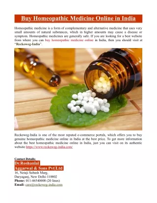 Buy Homeopathic Medicine Online in India