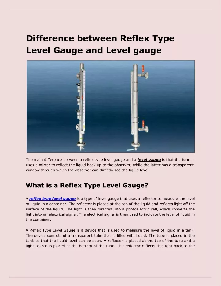 difference between reflex type level gauge