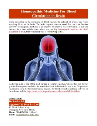 Homeopathic Medicine For Blood Circulation in Brain